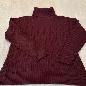 Talbots Burgundy Cable Knit Sweater